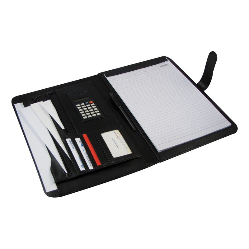 Carpeta Cuero Símil Negro Porta Documentos Pack 10 Unidades