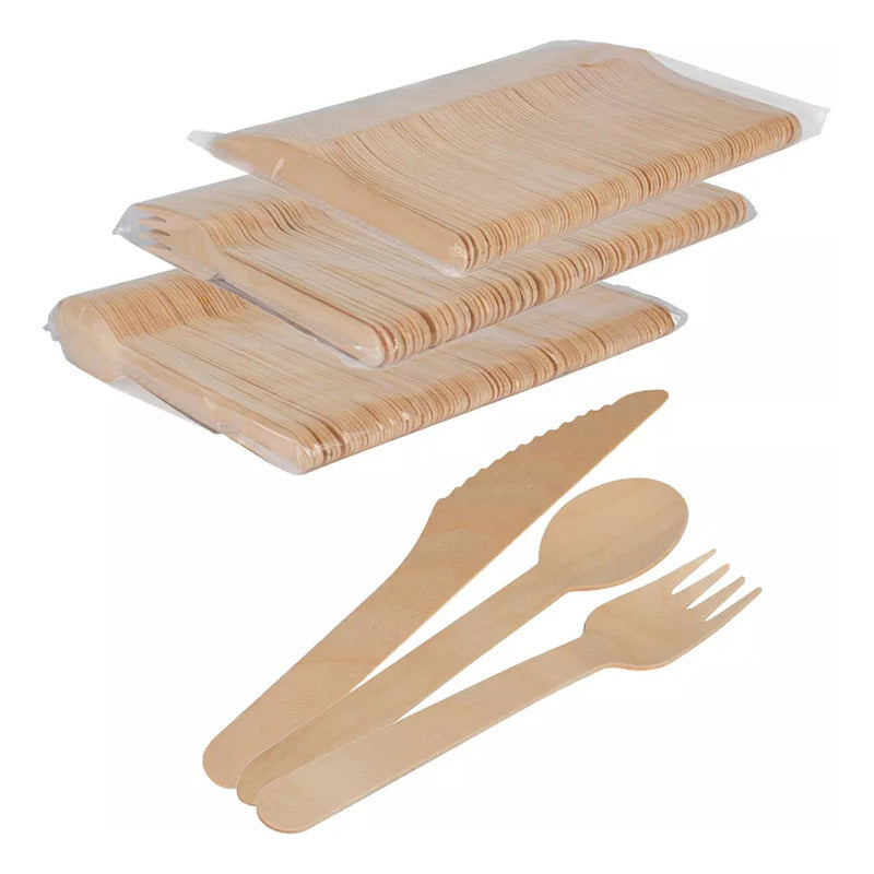 Cubiertos Eco Desechable Tenedor Cuchillos Cuchara Pack 100
