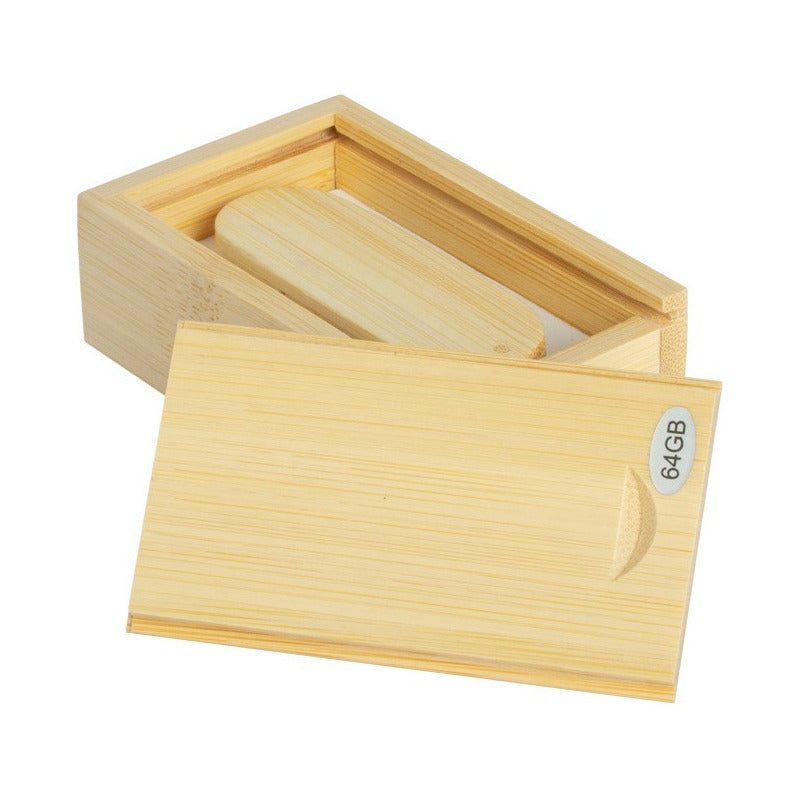 Pendrive 64gb De Bamboo Con Caja