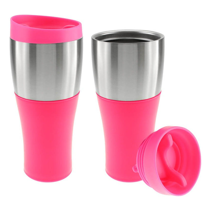 Mug Plástico Con Banda De Acero Inoxidable 470 Cc.