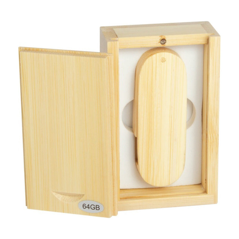 Pendrive 64gb De Bamboo Con Caja
