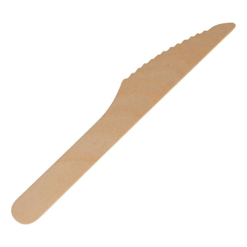 Pack 100 Cuchillos Madera Abedul Desechables Ecológicas