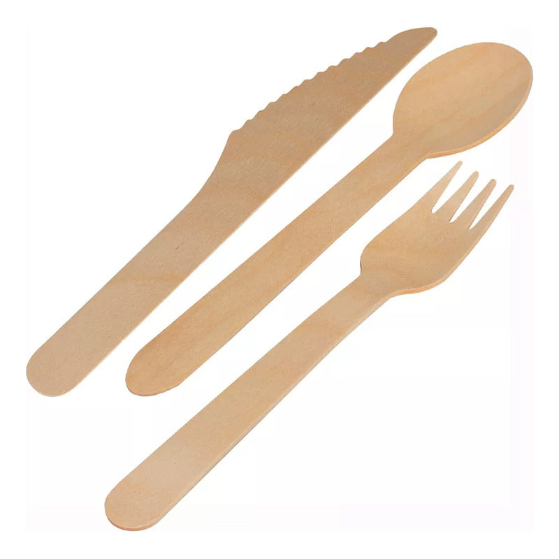 Set X100 Cubiertos Eco Desechable Tenedor Cuchillos Cuchara