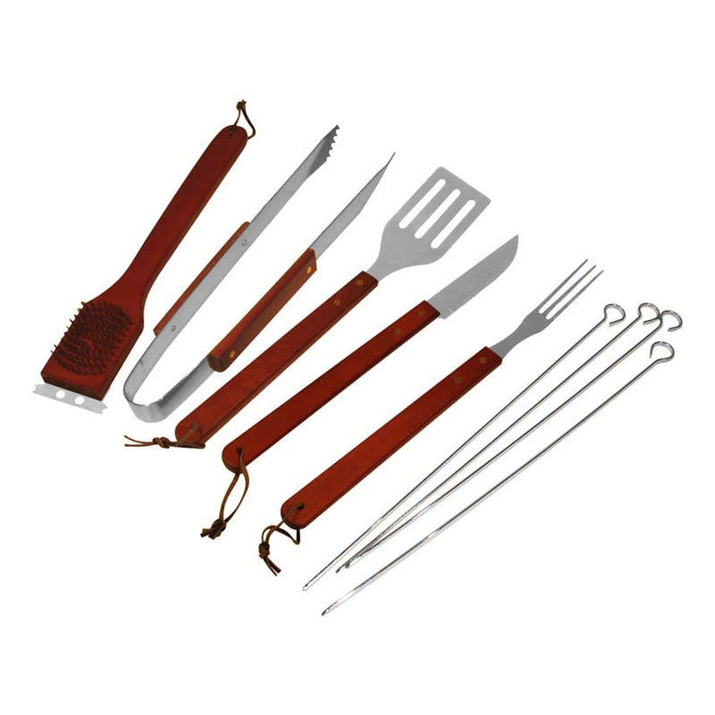 Set De Asado Delantal 9 Herramientas