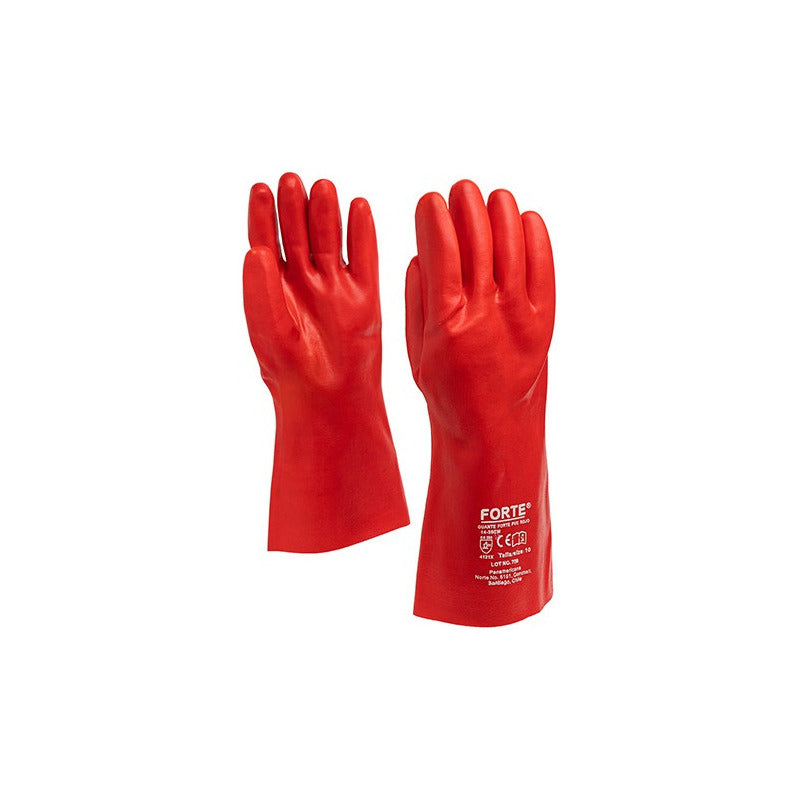 Guante Pvc Rojo 14 ( Largo 35 Cm ) Certificado Pack 5 Pares